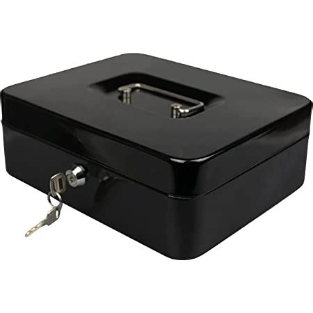 Hyfive Steel Petty Cash Box With 2 Keys Removable Change Tray For