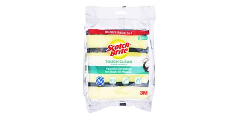 3m Scotch Brite Scrub Sponges Tough Clean 4 Per Pack Eezee