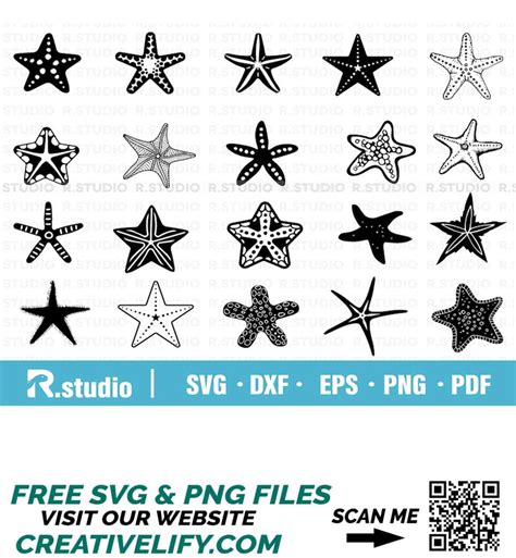 20 Starfish Svg Ocean Svg Cut File Cricut Eps Dxf Sil Inspire