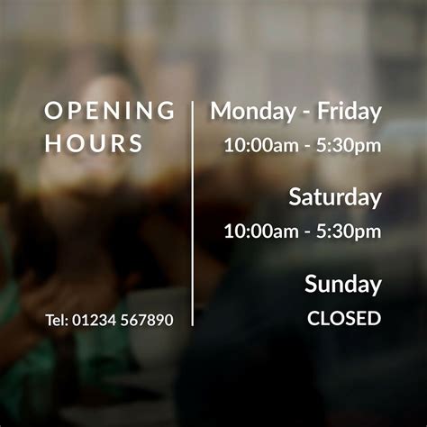 Shop Restaurant Bar Cafe Open Opening Hours Times Sign Decal Sticker