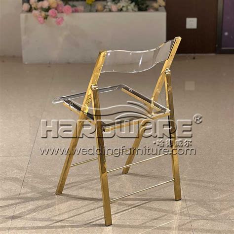 Metal Wedding Folding Chair Clear Acrylic Seat And Back