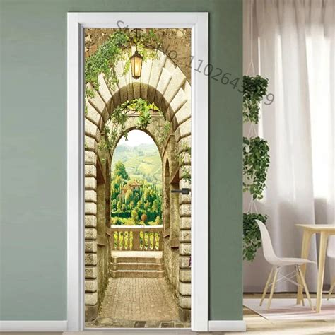 Landscape Arch Door Stickers D Removable Self Adhesive Sticker Natural