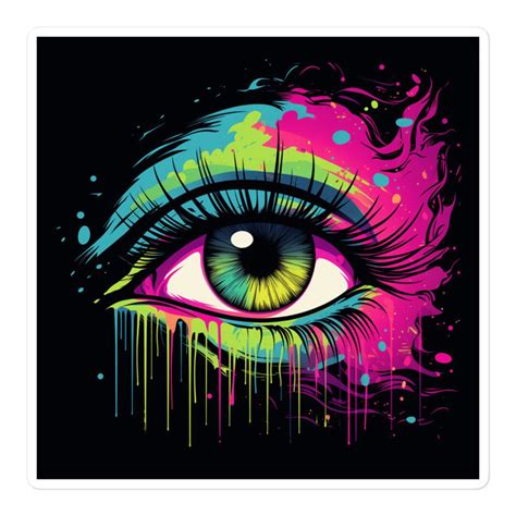 Neon Lady Eye Rad Vinyl Sticker 80s 90s Aesthetic Retro Vibes