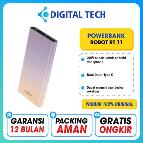 Jual PowerBank ROBOT RT 11 Gradasi 10000 MAh Garansi Resmi Shopee