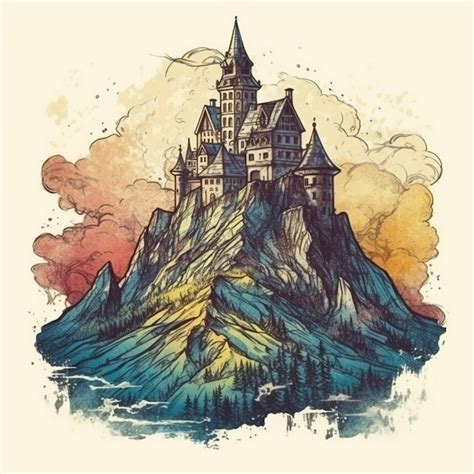 Premium Photo | Watercolor painting of a castle