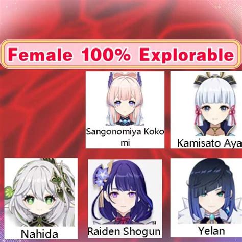 Asia AR10 Female 100 Explorable Nahida Yelan Sangonomiya Kokomi