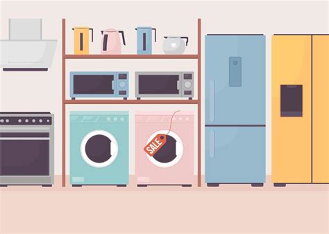 Large Household Appliances Flat Color Vector Illustration Kitchen