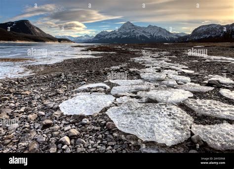 Abraham Lake Winter Stock Photo - Alamy