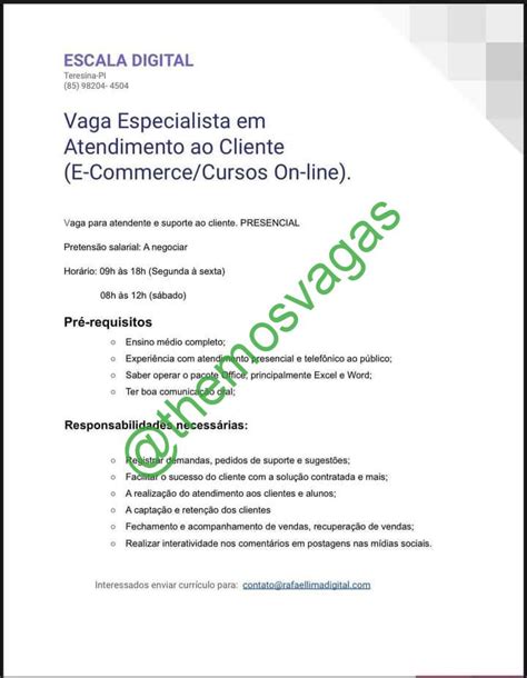 Atendimento Ao Cliente Teresina Pi 01 Vagas Themos Vagas