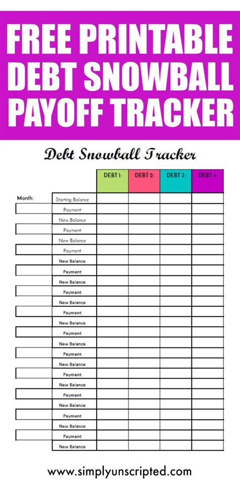 Free Debt Snowball Printable Worksheet: Track Your Debt Payoff - Free ...