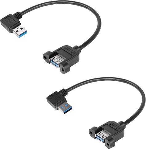 Buy SinLoon 2 PCS Panel Mount USB 3 0 Extension Cable 90 Degree Left