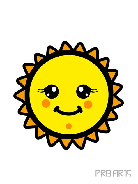 Cute Yellow Sun Drawing for Kids - PRB ARTS