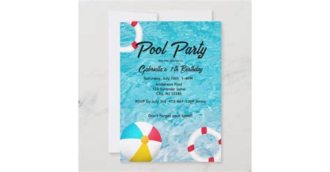 Pool Party Crystal Blue Water Birthday Invitation | Zazzle