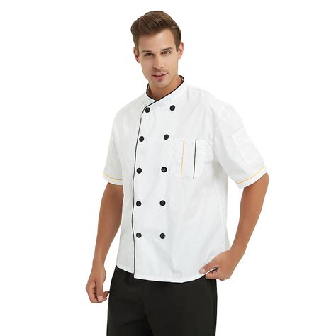 2x Lot Toptie Short Sleeve Chef Coat Jacket Pack Unisex Kitchen Cook Uniform Ebay