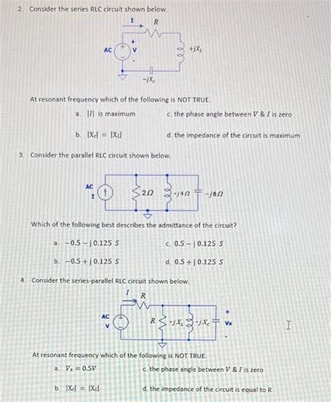 Solved 2 Consider The Series Rlc Circuit Shown Below At