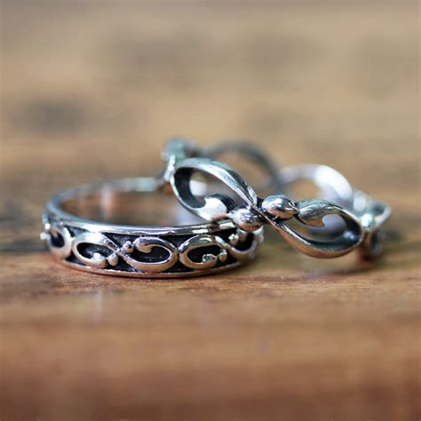 Infinity Wedding Band Set Silver Wedding Ring Set Infinity - Etsy