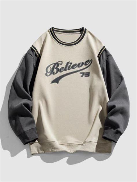 Blokecore Letter Printed Colorblock Faux Twinset Sweatshirt Light