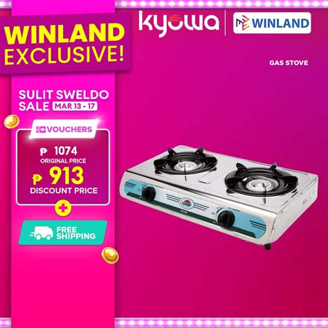 Kyowa By Winland Stainless Steel Double Burner Gas Stove With Cast Iron