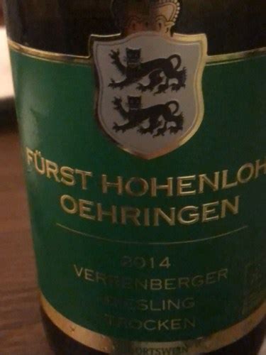 F Rst Hohenlohe Oehringen Verrenberg Riesling Trocken Vivino Brasil