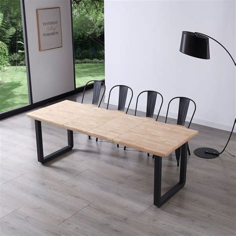 Mesa Comedor Extensible De Roble Y Metal En Natural Claro Y Negro 140