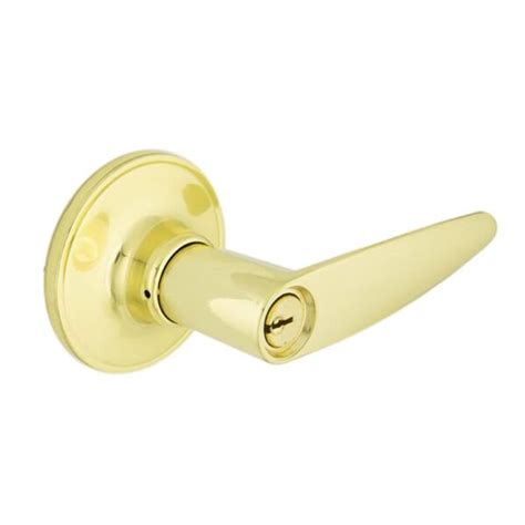 Defiant Simple Series Straight Polished Brass Keyed Entry Door Handle Evlh700b The Home Depot