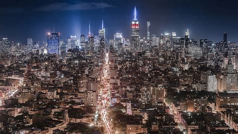 Luces De La Ciudad Nueva York Nueva York Manhattan Rascacielos