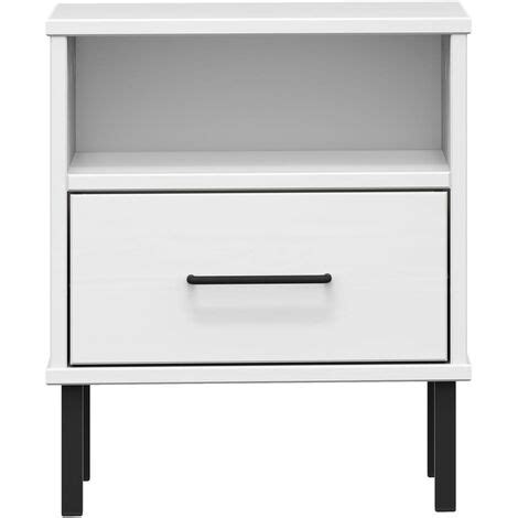 Nachttisch Nachtschrank Sideboard Oslo Mit Metallbeinen Wei Massivholz