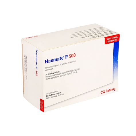 Haemate P Human Coagulation Factor Viii Human Von Willebrand Factor