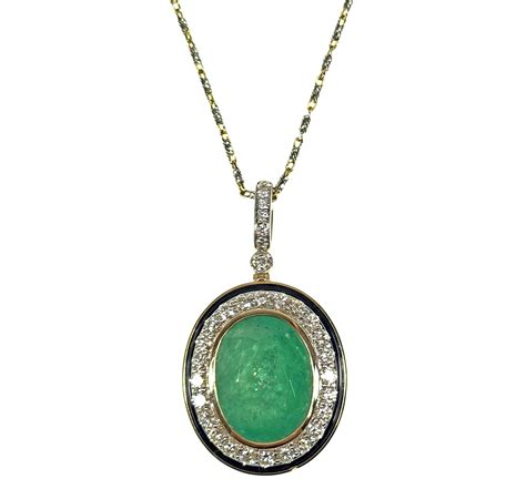 Lot 18k Gold Emerald And Diamond Oscar Friedman Pendant Necklace