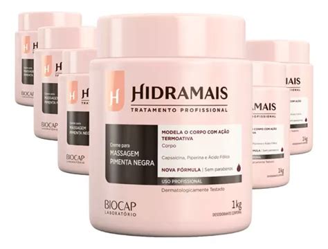 Kit 6 Cremes Para Massagem Pimenta Negra 1kg Hidramais Parcelamento