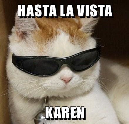 Hasta La Vista Karen Lolcats Lol Cat Memes Funny Cats Funny