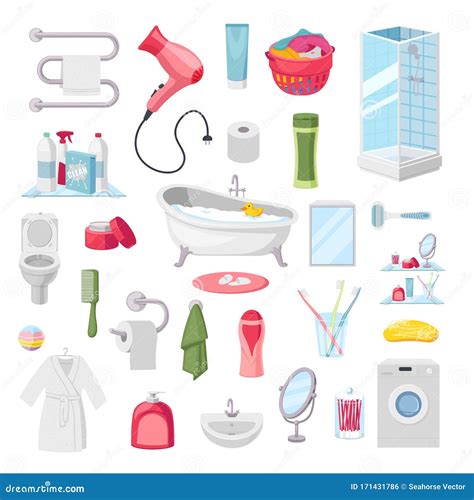 Bathroom Accessories Personal Hygiene Items Vector Illustration Stock