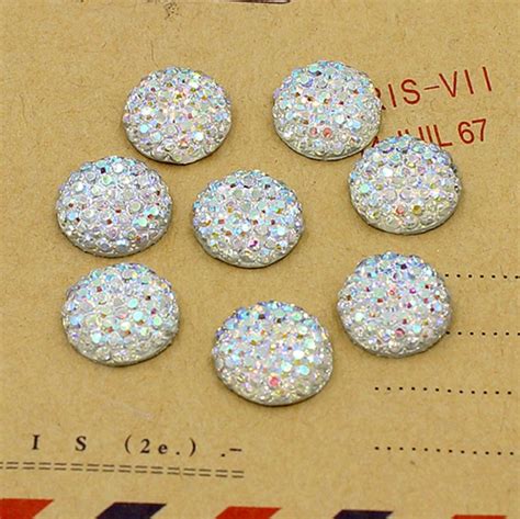 Crystal Ab Mm Flatback Resin Dotted Round Rhinestone