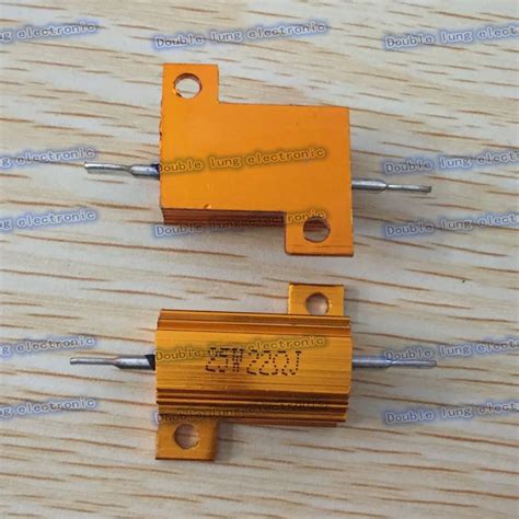 50pcslot 25w Golden Aluminium Resistor 22r 22 Ohm Gold Aluminium Shell