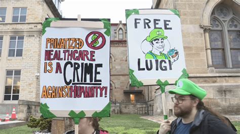 Free Luigi Dozens Gather In Support Of Luigi Mangione Outside Blair