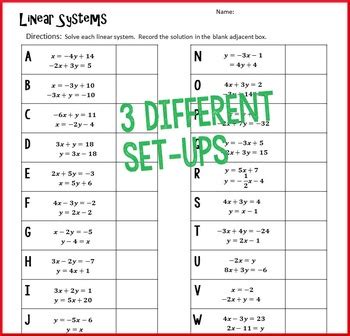 Christmas Algebra Solving Systems Of Linear Equations By Algebra