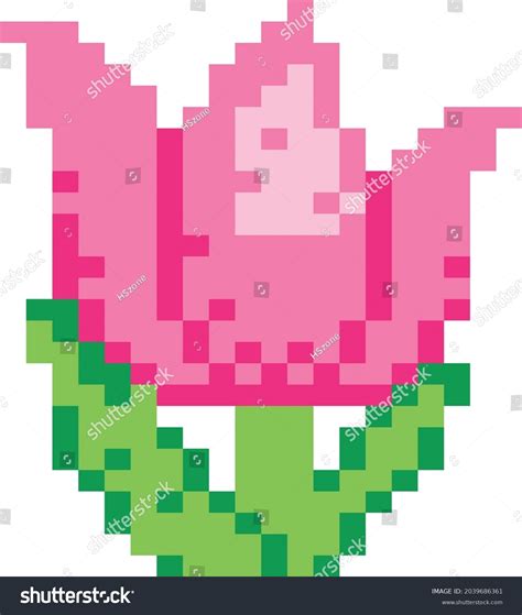 Tulip Flower Pixel Art Isolated On Stock Vector Royalty Free 2039686361 Shutterstock