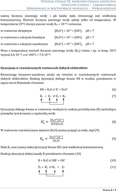 RÓWNOWAGI KWASOWO ZASADOWE W ROZTWORACH WODNYCH PDF Darmowe pobieranie