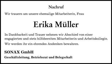 Traueranzeigen Von Erika M Ller Augsburger Allgemeine Zeitung