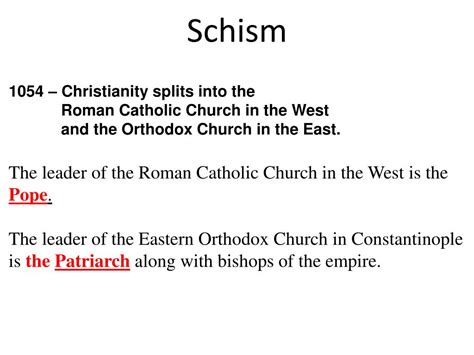 Ppt The Great Schism The Christian Church Splits Powerpoint