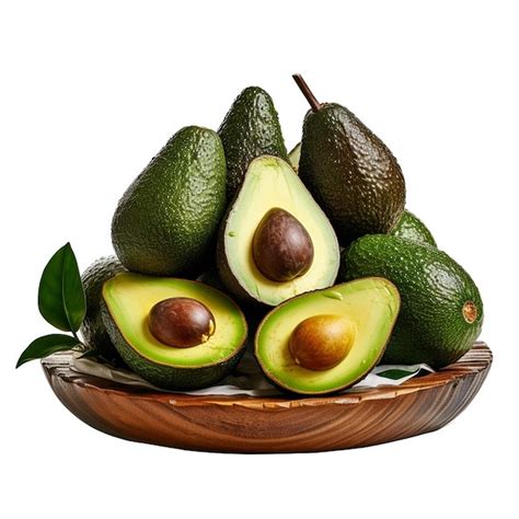 Premium AI Image A Plate Of Avocados With A Leaf On It