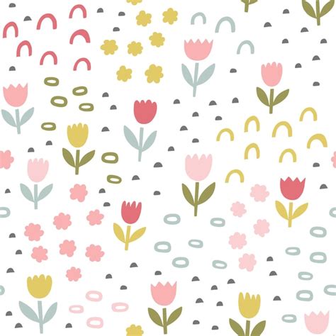 Premium Photo Pastel Flower Seamless Pattern