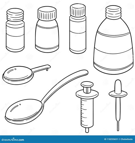 Vector Set Of Liquid Medicine Stock Vector Illustration Of Patient