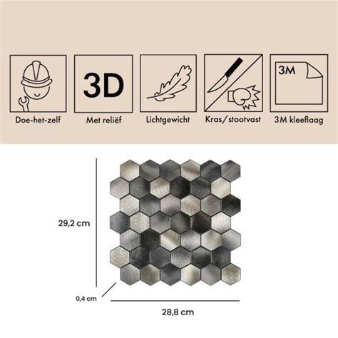 Zelfklevende Moza Ek Steenstrip Hexagon Medium Beige Isodeco