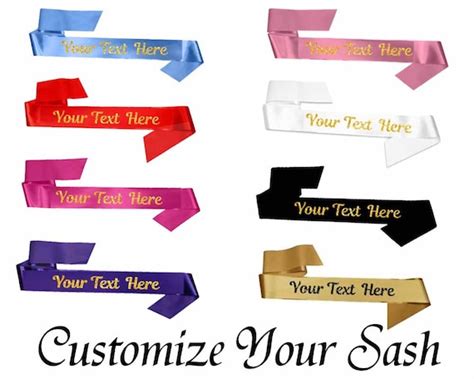 Custom Sash Personalized Sash Your Text Here Sash Wedding Etsy