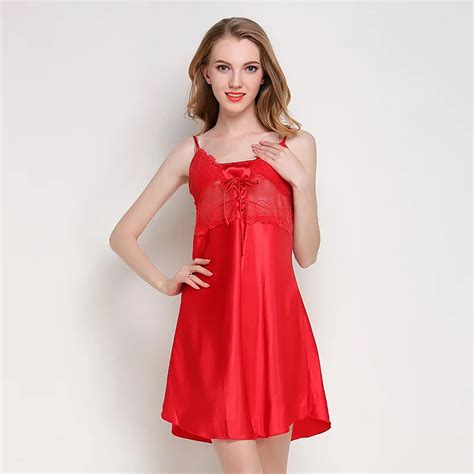 Female Nightgown New Sexy Satin Silk Lace Porn Night Dress Women Mini