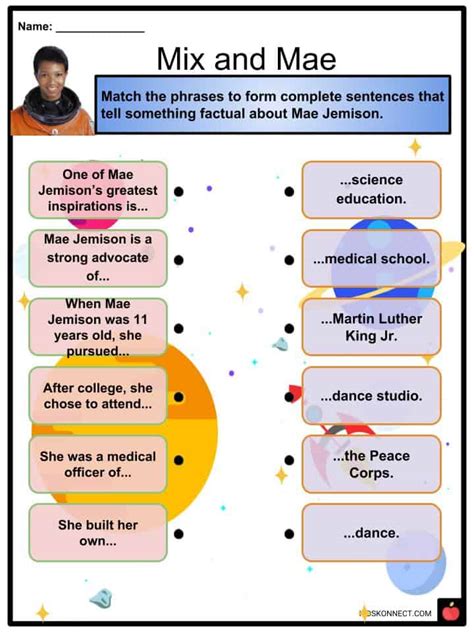 Mae Jemison Facts Worksheets Space Career Life And Legacy For Kids