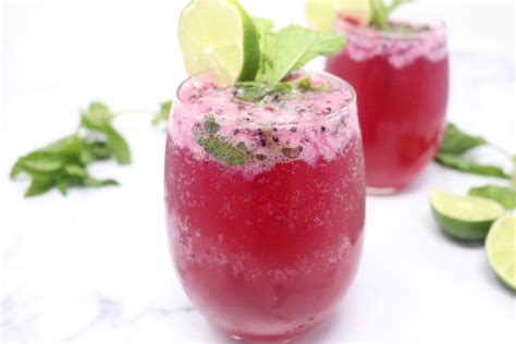 Dragon Fruit Mojito Mocktails Vegetarian Paleo Refined Sugar Free Low Calorie Recipe