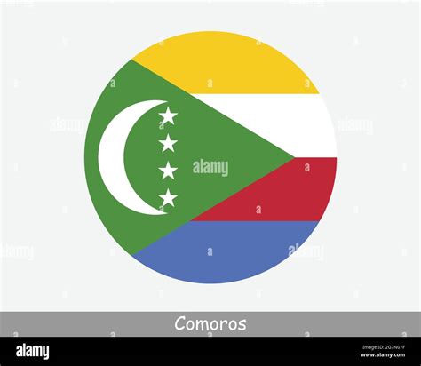 Comoros Round Circle Flag Comorian Circular Button Banner Icon Eps