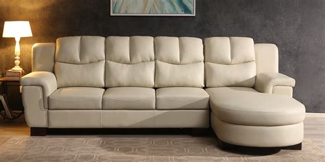 Buy Agropoli Leatherette LHS Sectional Sofa 3 Lounger In Cream